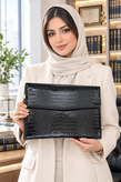 ورنی *کیف وکالتی( فولدر )چرم طبیعی اداری کلاسوری طرح روکو مشکی ورنی